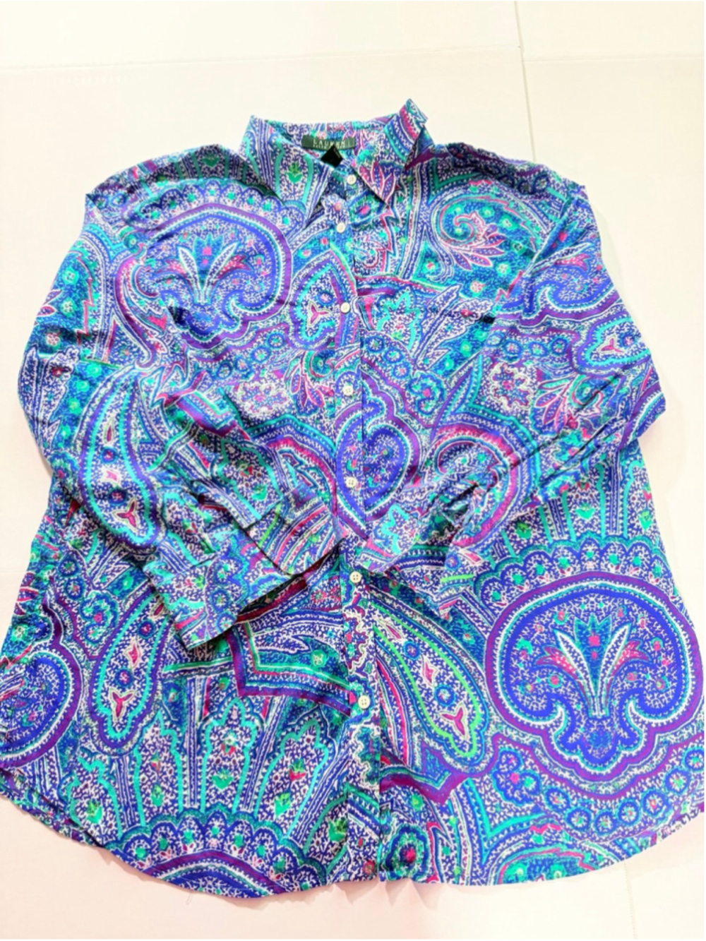 Lauren Ralph Lauren blue and purple paisley button-down shirt sz 1X